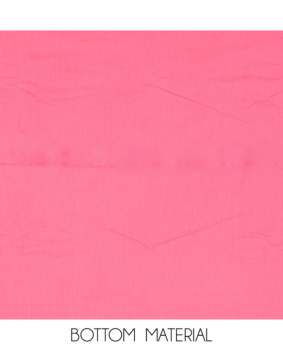 Pink material churidar set,abstract print & embroidery rayon top,plain cotton bottom & embroidery dupatta