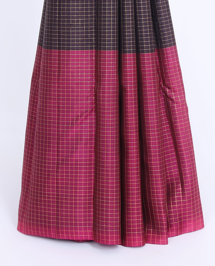 Borderless multi-color checked design chirala cotton saree, self-pallu of zari designs