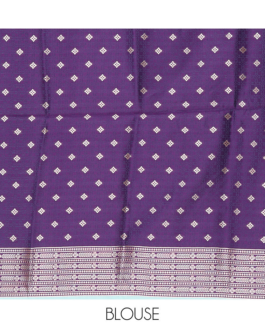 Pink butter silk saree with zari buttas, contrast zari border & pallu of intricate designs