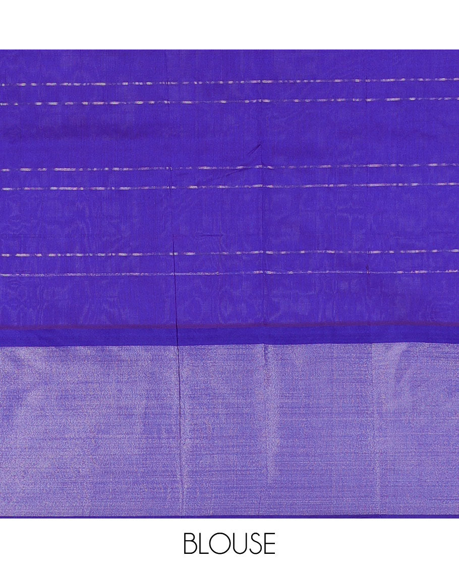 Red striped kuppadam cotton saree, plain border & contrast pallu of intricate designs