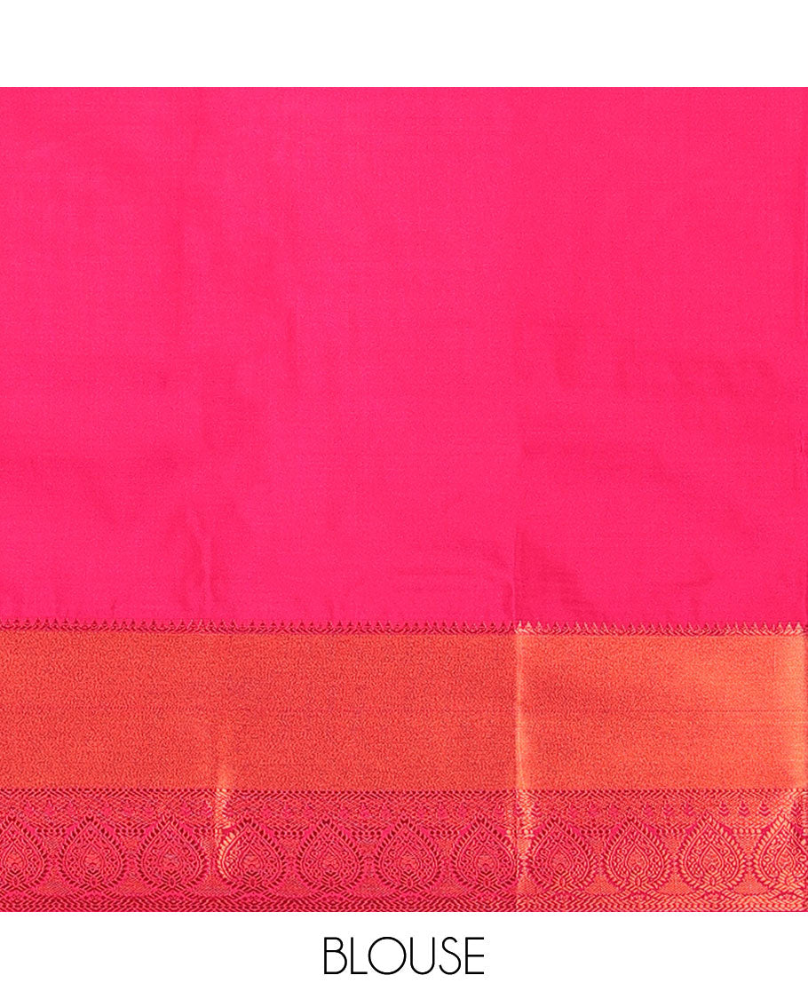 Grey aarani gift saree with zari buttas, contrast traditional zari design border & pallu of jaal designs