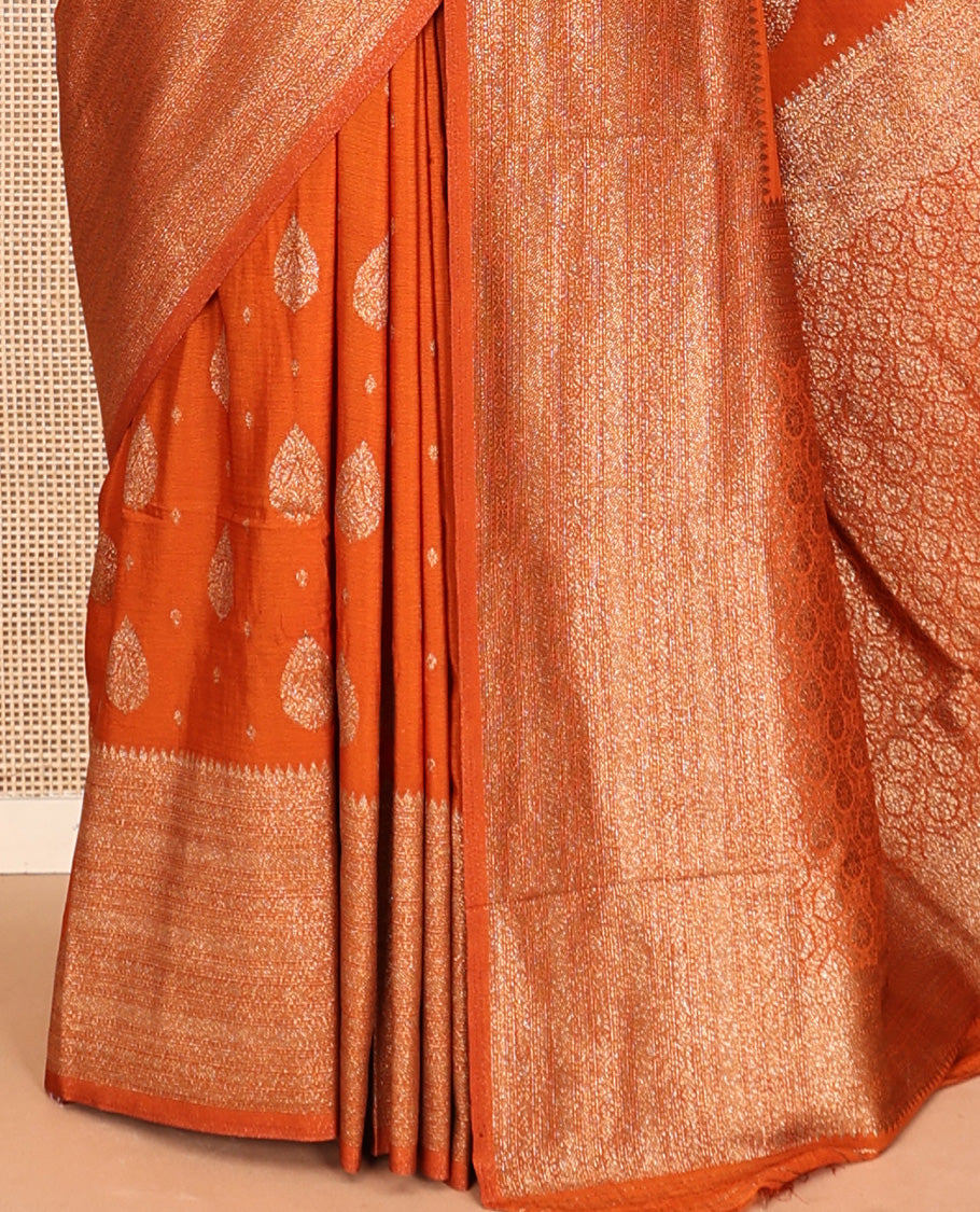 Orange Fancy Crepe Saree