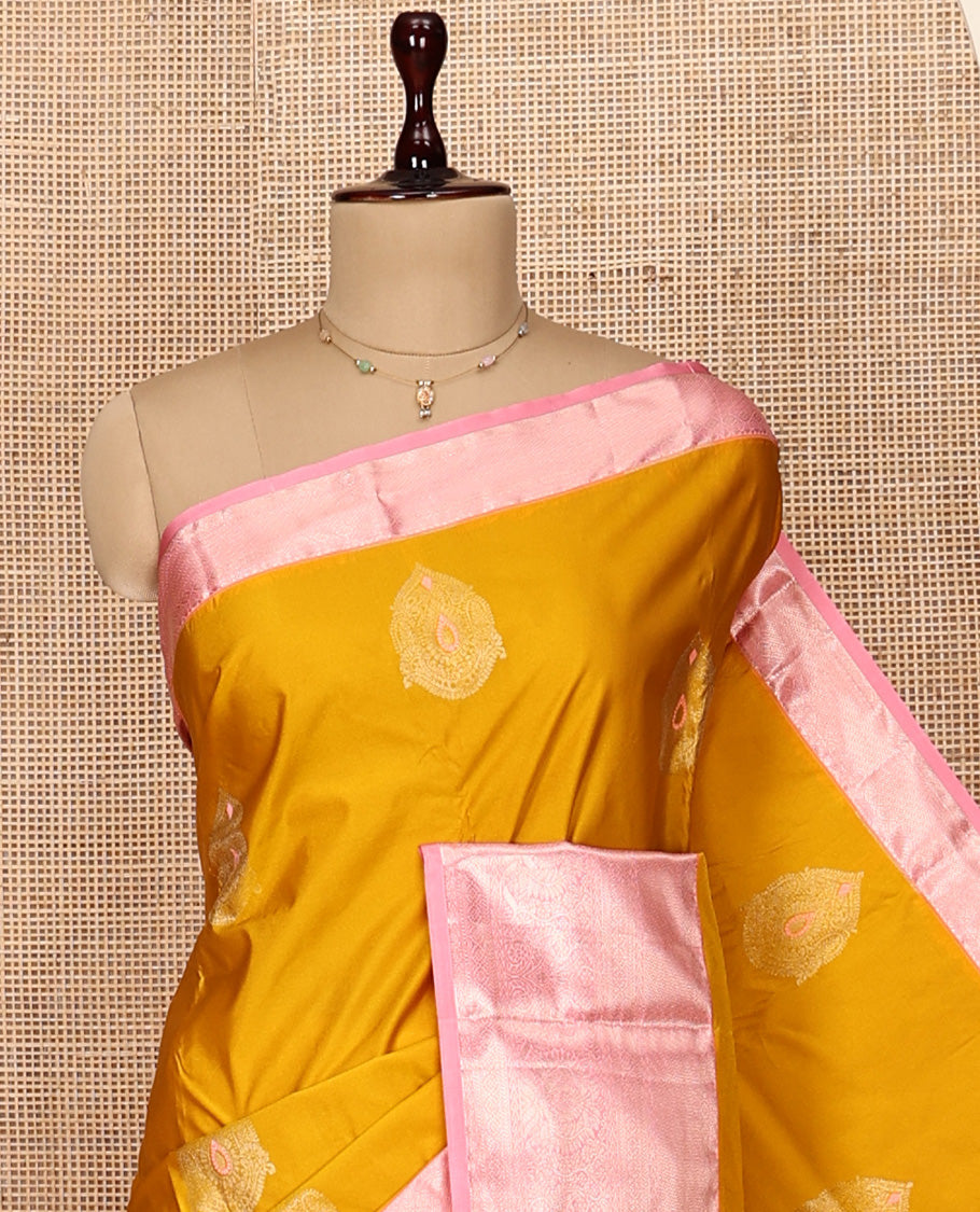 Yellow Zari Butta Gift Saree