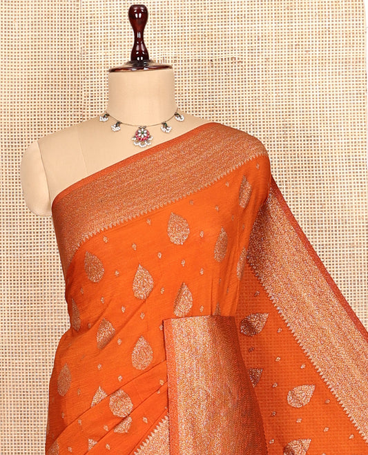 Orange Fancy Crepe Saree