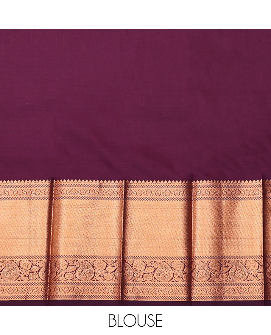 Peach Budget Silk Saree, Charmingly Accented with Jacquard, Complemented by Contrast Traditional Zari Border, Grand Jaal Pallu, and a Contrast Blouse