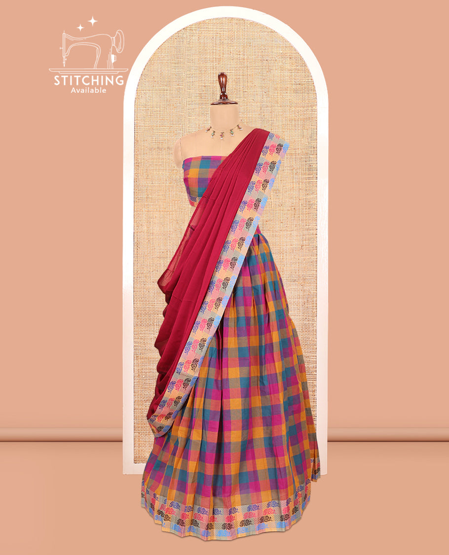 Multi-Color Chettinad Cotton Half-Saree