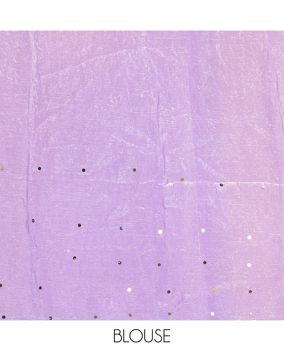 Borderless Lavender Fendy Chiffon Saree, Gleamed Up with Sequin Work on Its Body, Highlighted by a Self-Pallu of Sequin Work, and Paired with a Matching Blouse