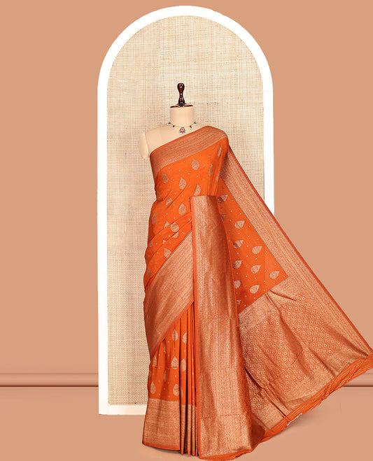 Orange Fancy Crepe Saree