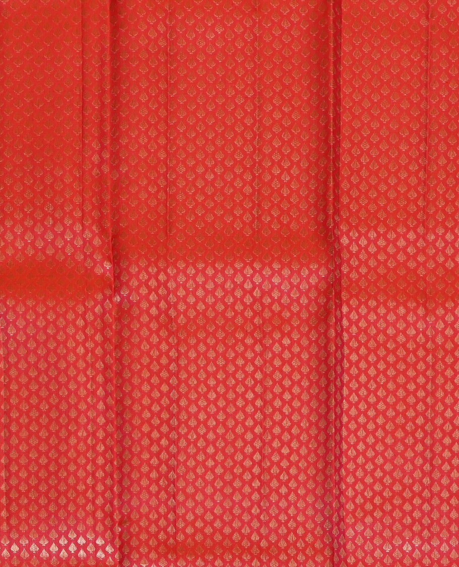 Red Pure Silk Pavadai Material Set