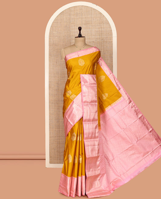 Yellow Zari Butta Gift Saree