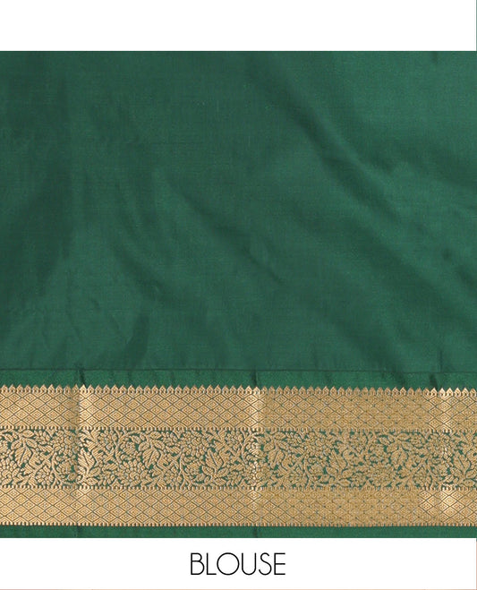 Pink Art Silk Material Half Saree Set, Beautified with Zari Buttas and Stripes on Its Skirt, Complemented by a Contrast Traditional Zari Design Border, Paired with a Contrast Blouse, and Scallop Embroidered Dhavani