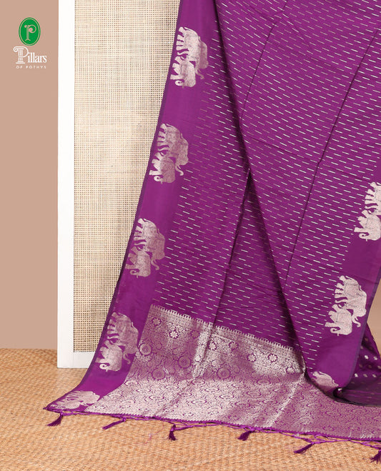 Wine color malai small butta design soft silk saree with elephan zari border rich pallu along with butta design blouse