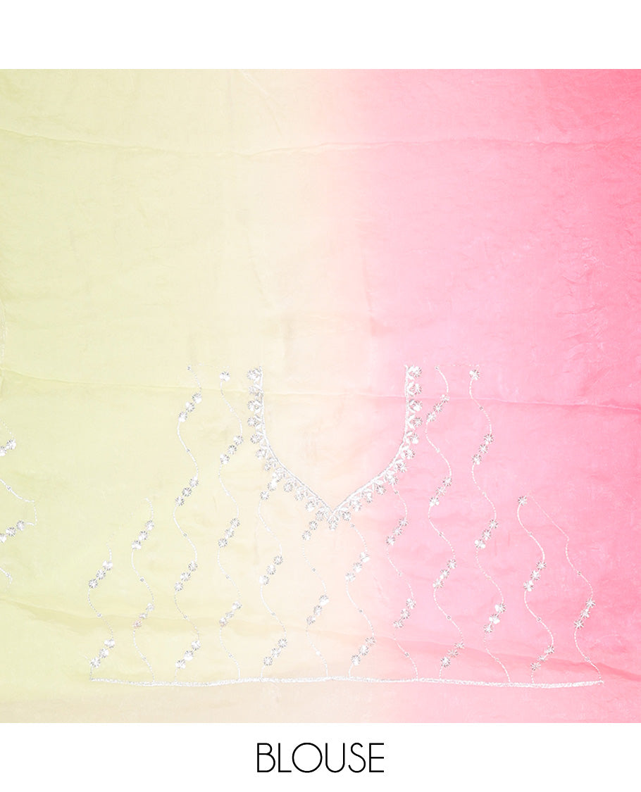 Green-Pink Fendy Chiffon Saree