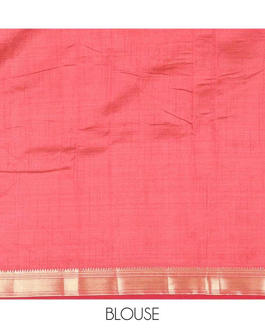 Maroon Semi-Tussar Saree Subtly Sparked with Hexagonal Geometric Patterns Printed All Over Its Body, Featuring Traditional Zari Design Border, Gleaming Zari Striped Pallu, and a Matching Blouse