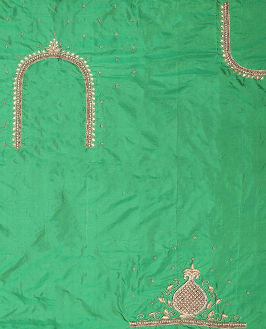 Green floral aari embroidered material blouse