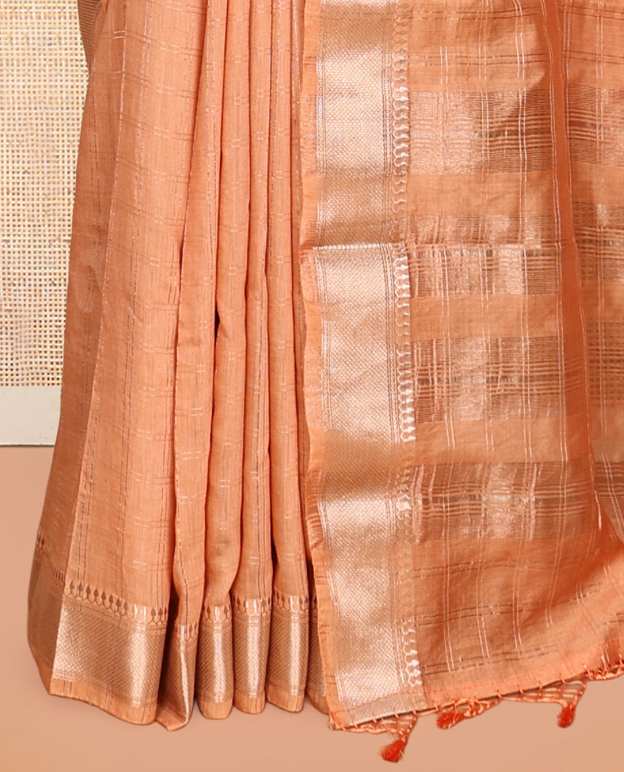 Light Orange Assam Silk Saree