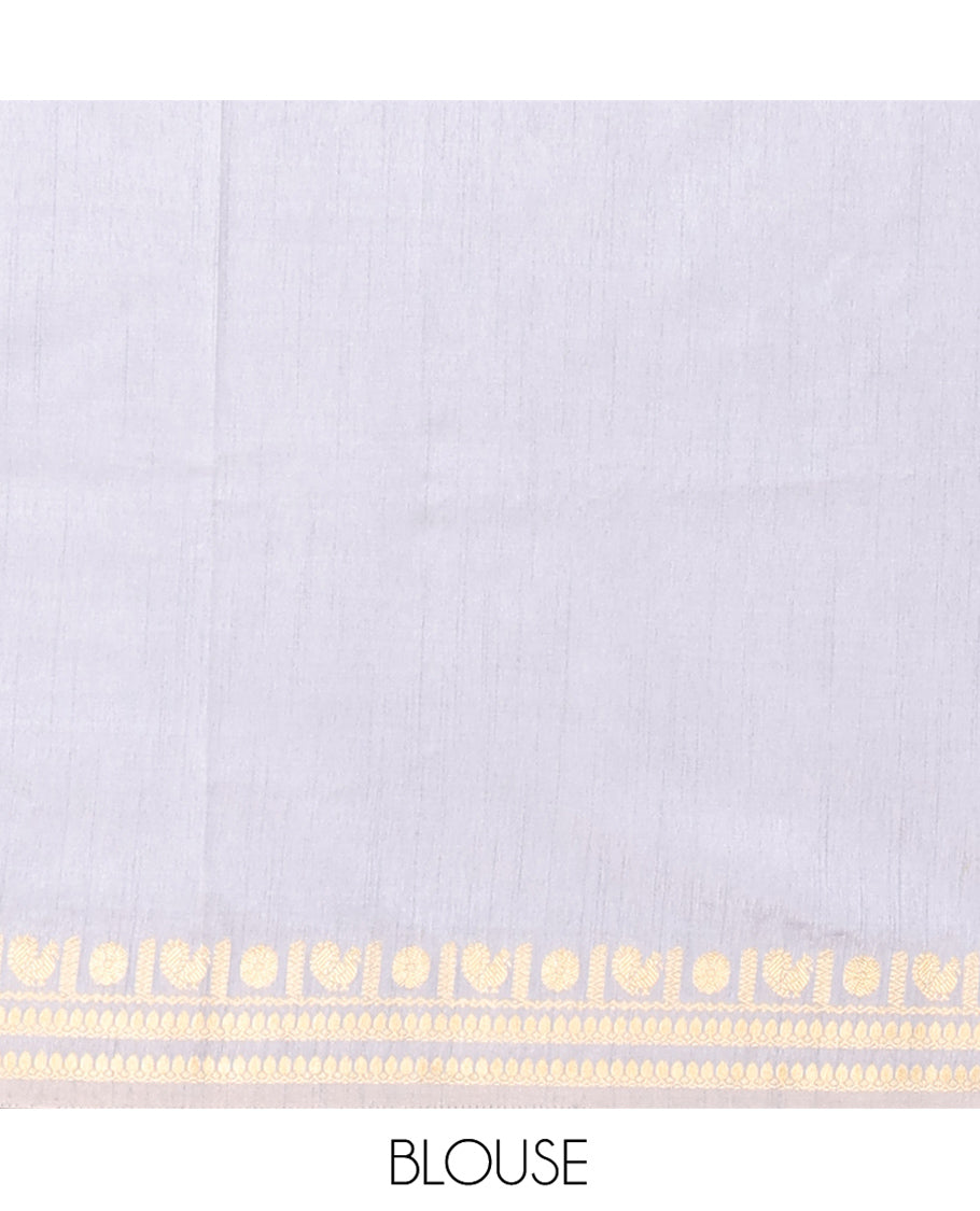 Blue Zari Stripes Fancy Raw Silk Saree, Contrast Traditional Border, Jaal Pallu, and Contrast Blouse