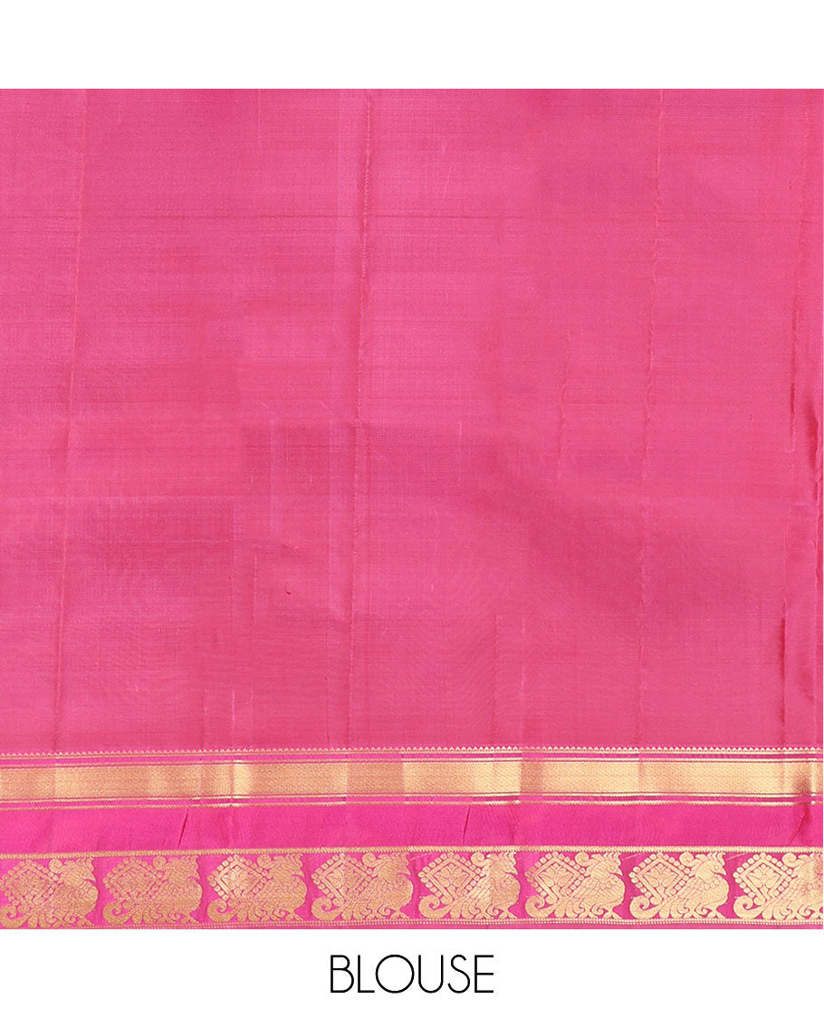 Maroon Vasundhara Lite Silk Mix Saree, Woven with Mayil Buttas, a Contrast Border of Rekku, Banaras, Mayil Kann, and Annam Designs, Grand Pallu, and a Contrast Blouse