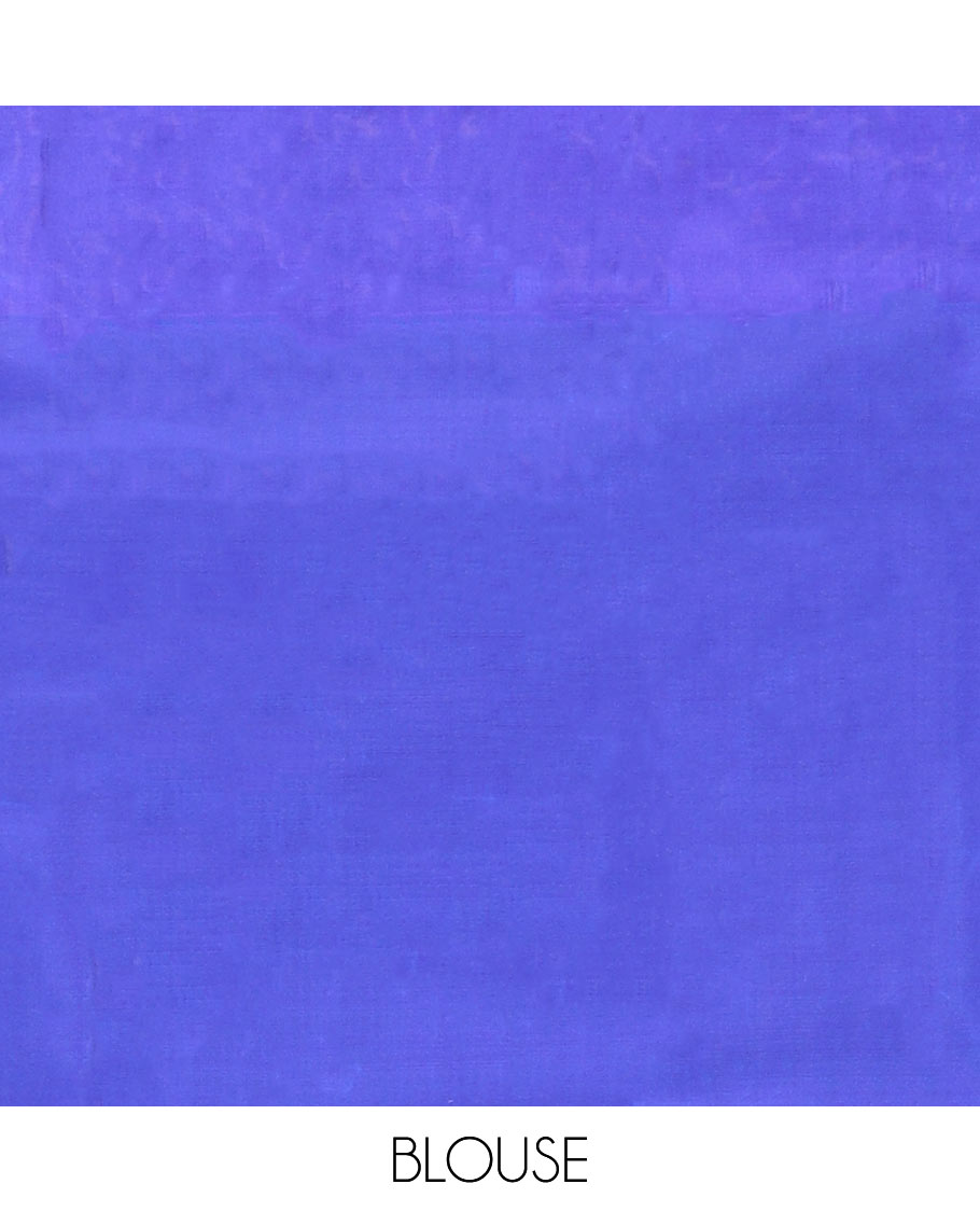 Blue Vasundhara Silk Saree, Detailed with Zari Buttas, Highlighted by a Classical Dance-Themed Woven Border, Pallu of Dance Mudras, and a Matching Blouse