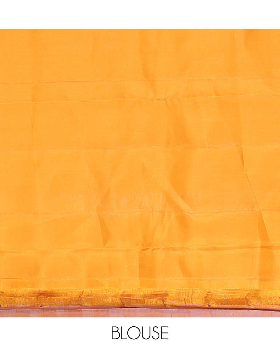 Orange Zari Buttas Vasundhara Lite Silk Mix Saree, a Bodi Border, Seppu Rekku Pallu, Matching Blouse