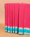 Purple geometric motifs art mysore silk saree with contrast rettai pettu zari design border & floral design pallu