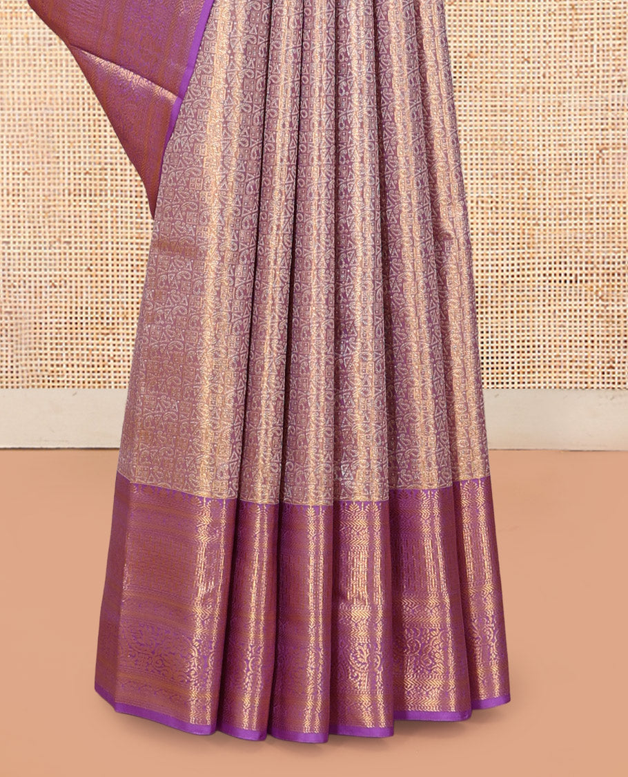 Lavender Kanchipuram Tissue Silk Saree