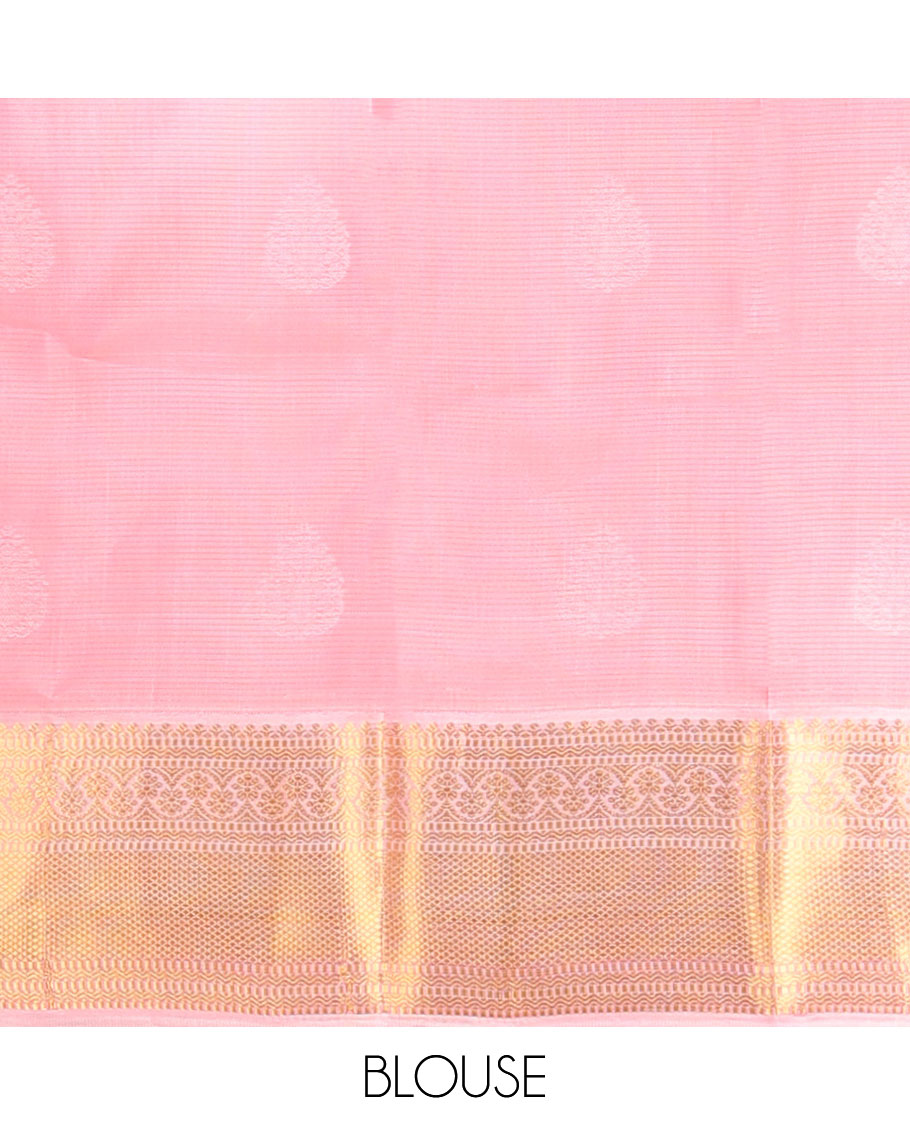 Purple checked, floral buttas vasundhara elite silk saree with contrast zari design border & intricate zari design pallu