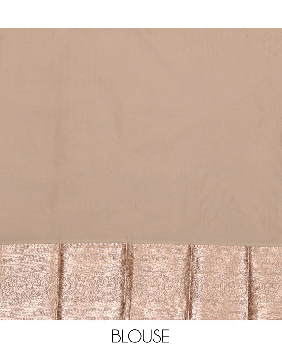 Red Budget Silk Saree, Enriched with Zari Buttas, Complemented by a Contrast Traditional Zari Border, Grand Pallu, and Contrast Blouse