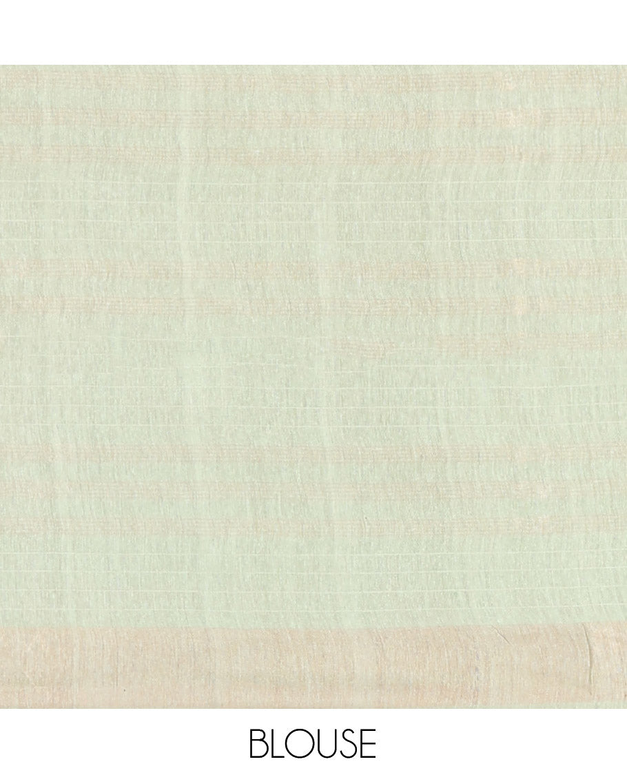 Borderless Green Checked Tussar Silk Saree, a Self-Pallu, and a Matching Blouse