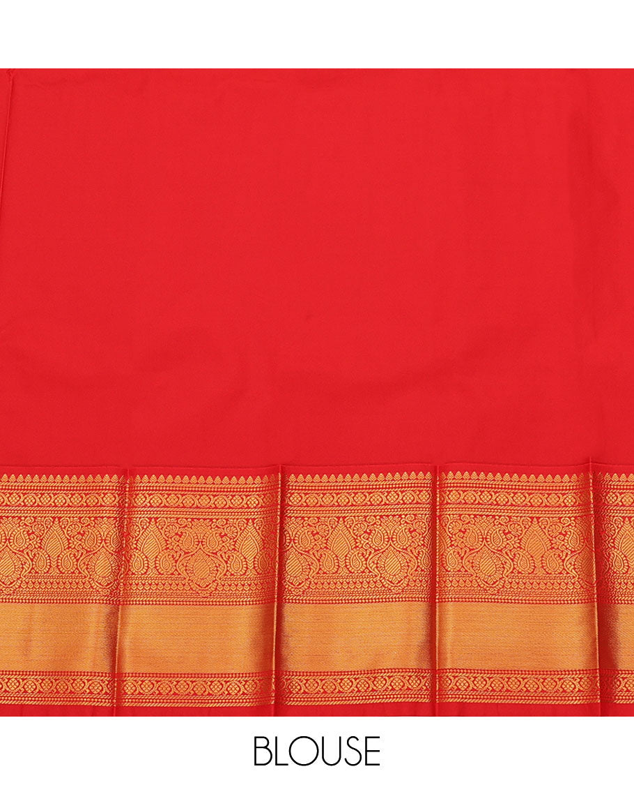 Blue Budget Silk Saree, Gracefully Embellished with Zari Buttas All Over Its Body, Complemented by a Contrast Traditional Zari Design Border, Grand Jaal Pallu, and Paired with a Contrast Blouse