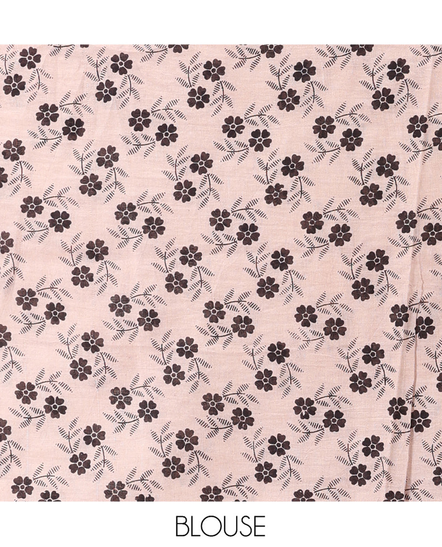 Black Kalamkari Cotton Saree, Ornamented with Animal Themed Print, Contrast Printed Border, Kalamkari Animal Motifs Pallu, and a Contrast Blouse