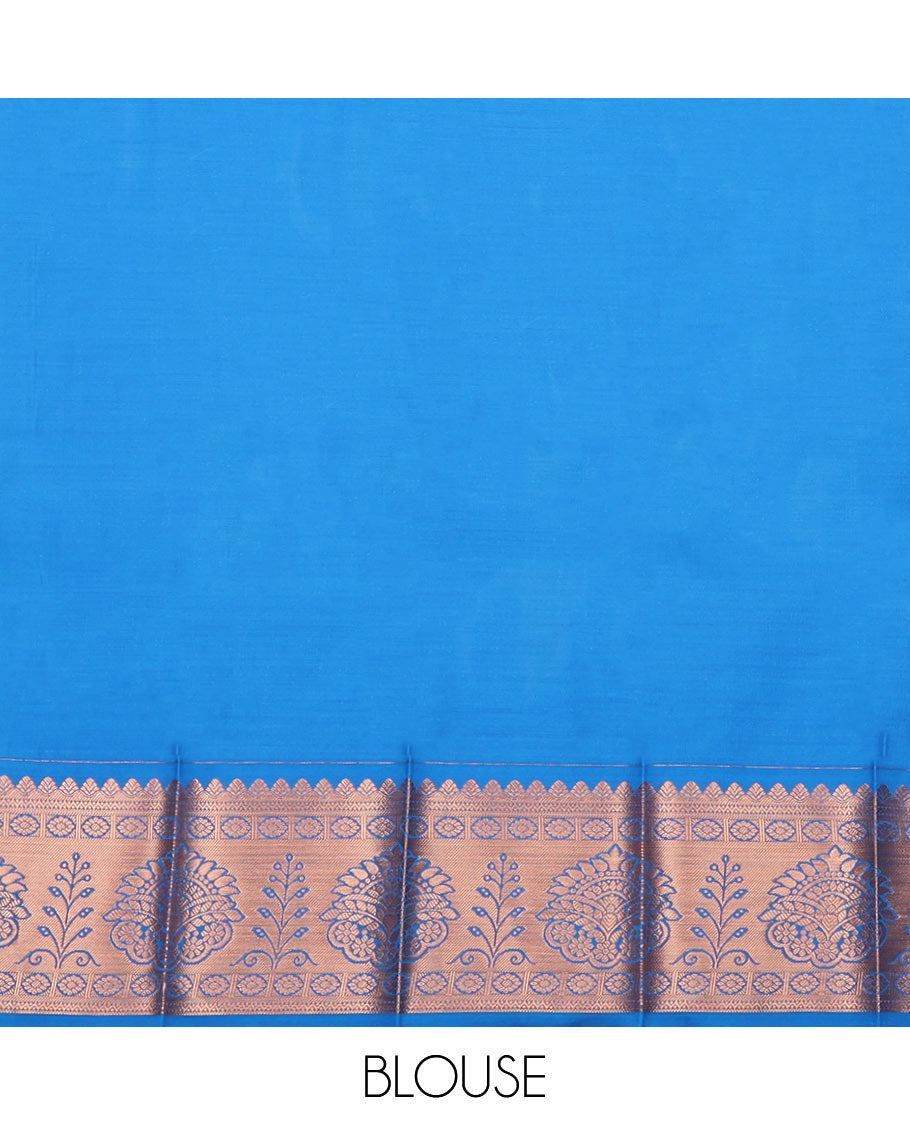 Red Budget Silk Saree, Decked Up with a Jacquard Design, Complemented by a Contrast Traditional Zari Border, Jaal Pallu, and Contrast Blouse
