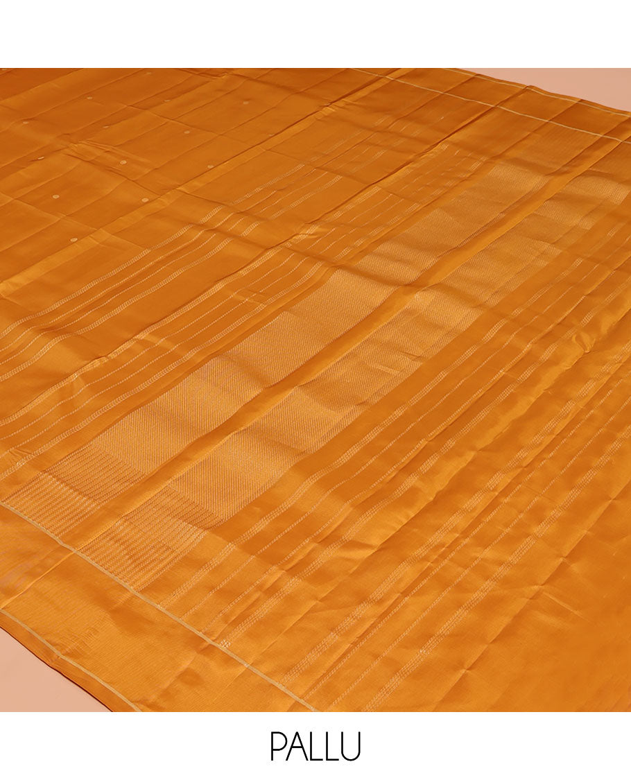 Orange Zari Buttas Vasundhara Lite Silk Mix Saree, a Bodi Border, Seppu Rekku Pallu, Matching Blouse
