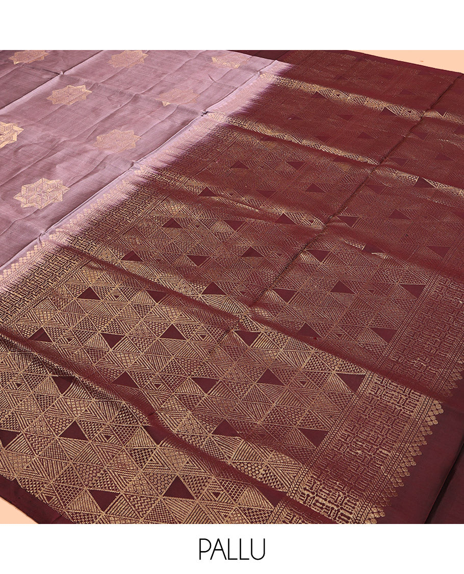 Grey Mayuri Lite Silk Mix Saree, Prettified with Zari Buttas, Complemented by Contrast Zari Border, Grand Jaal Pallu and a Contrast Blouse
