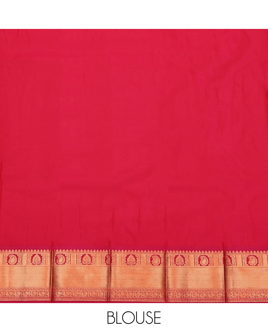 Pink Budget Silk Saree, Styled with Jacquard, a Contrast Traditional Zari Border, Jaal Pallu, and a Contrast Blouse