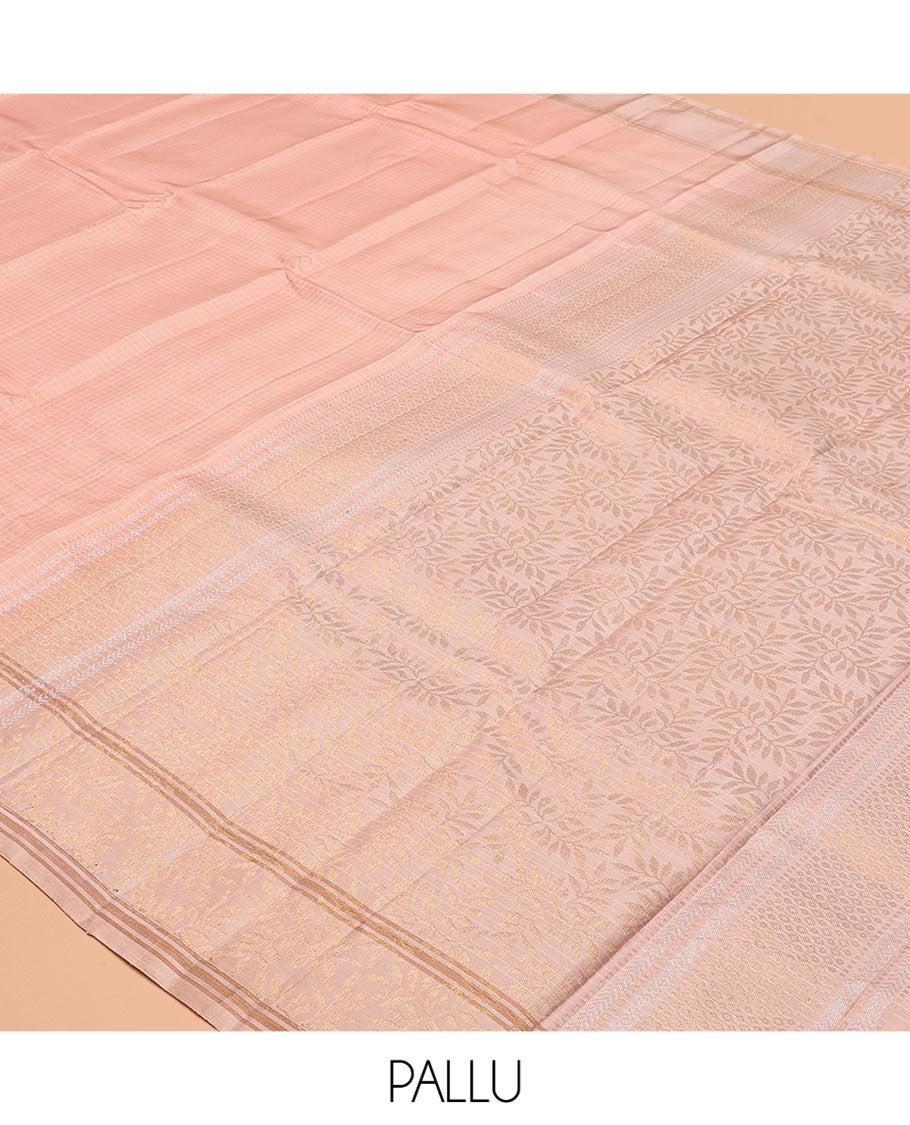 Peach Micro Checks Mayuri Lite Silk Mix Saree