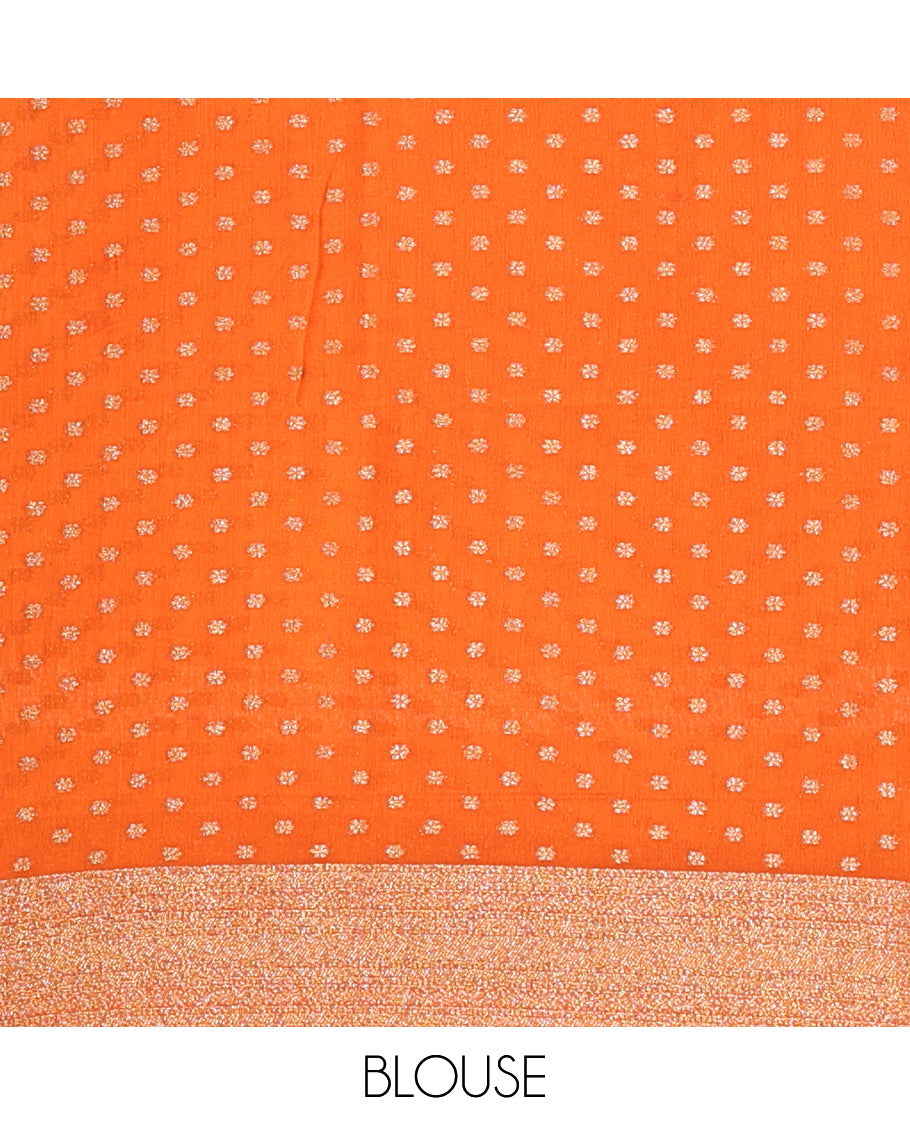 Orange Fancy Crepe Saree