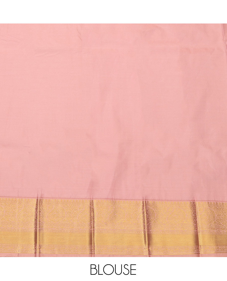 Brown Budget Silk Saree, Bedecked with Zari Buttas and Stripes, Complemented by a Contrast Traditional Border, Intricate Pallu, and Contrast Blouse