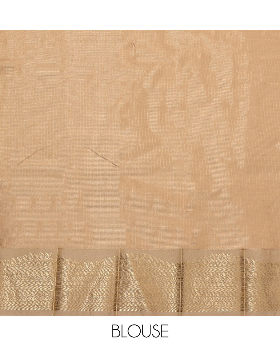 Blue Budget Silk Saree, Adorned with Zari Checks, Complemented by Contrast Traditional Zari Border, Subtly Sparkled Pallu, and a Contrast Blouse