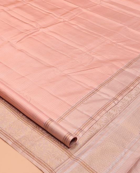 Peach Micro Checks Mayuri Lite Silk Mix Saree