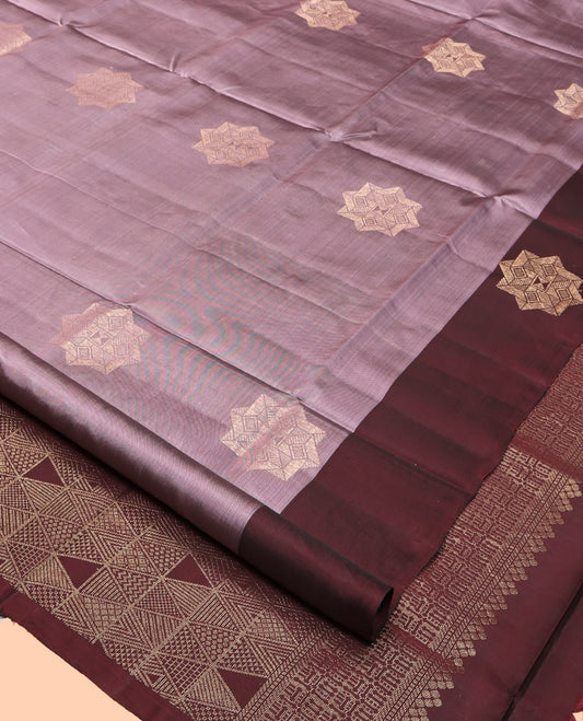 Grey Mayuri Lite Silk Mix Saree, Prettified with Zari Buttas, Complemented by Contrast Zari Border, Grand Jaal Pallu and a Contrast Blouse