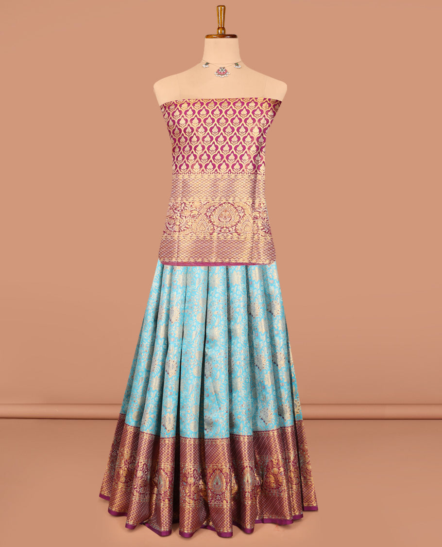 Blue Pure Silk Half Saree