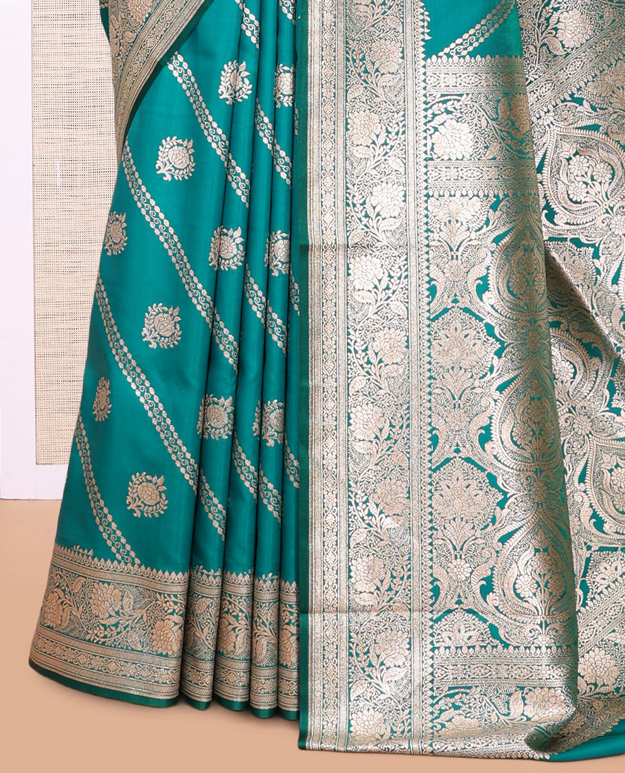 Green Semi-Banaras Nylon Saree