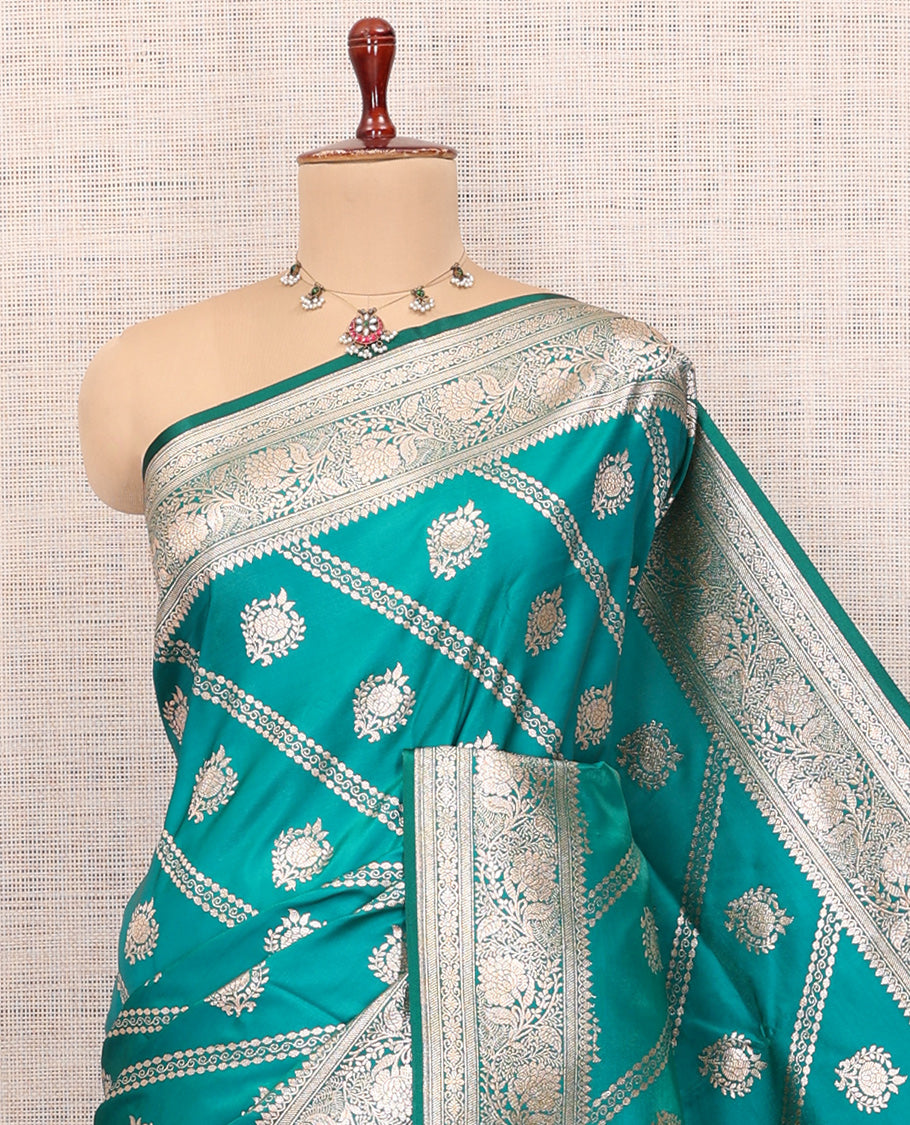 Green Semi-Banaras Nylon Saree
