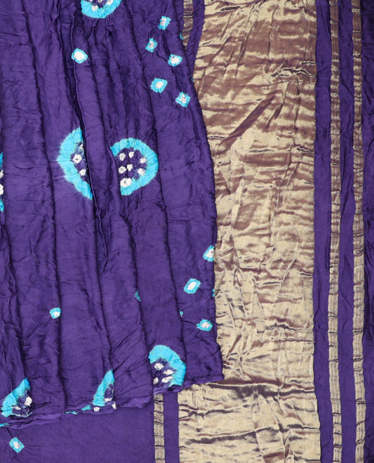 Borderless Violet Bandhani Dola Silk Saree