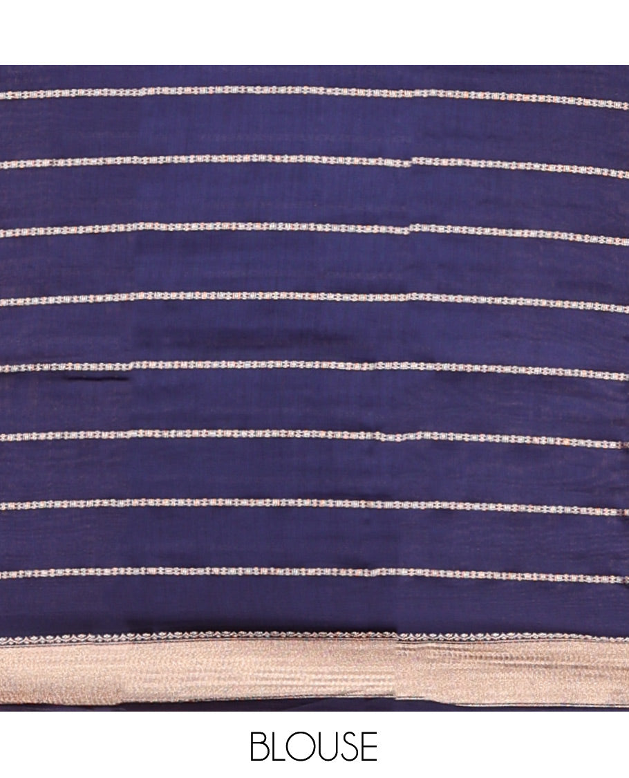 Pink Assam Silk Saree, Crafted with Zari Stripes, a Traditional Zari Border, a Gleaming Zari-Striped Pallu, and a Contrast Blouse