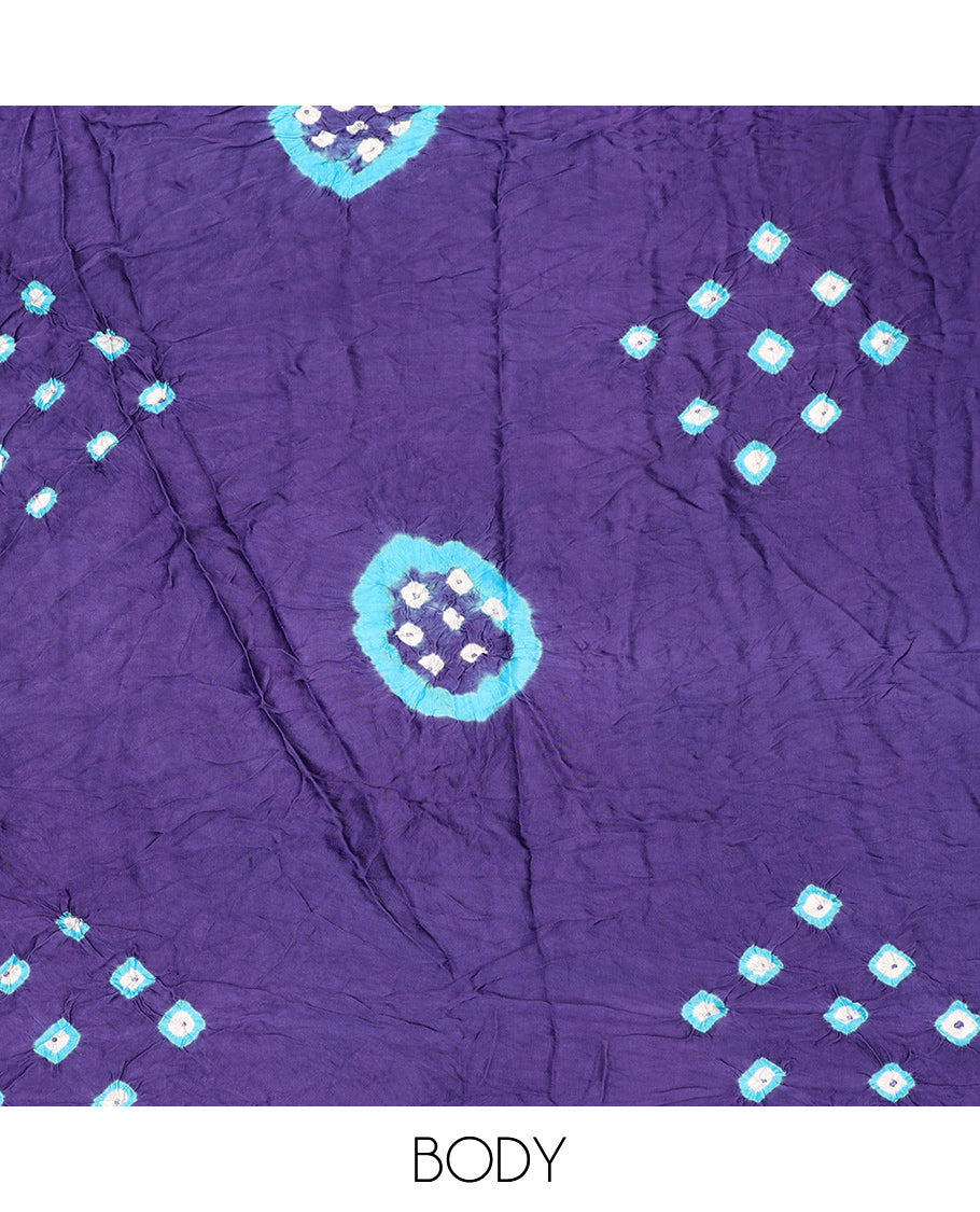 Borderless Violet Bandhani Dola Silk Saree