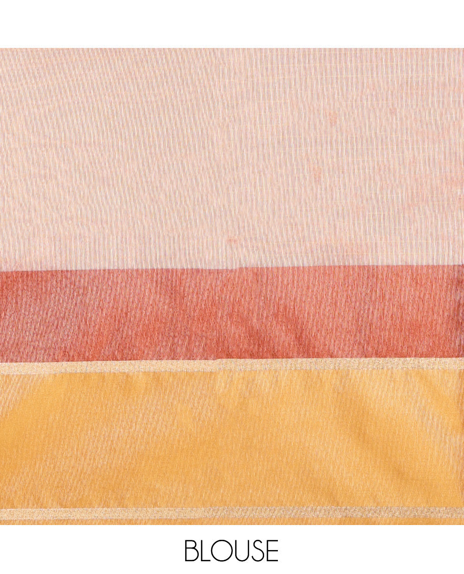 Cream-Rust Semi-Organza Saree