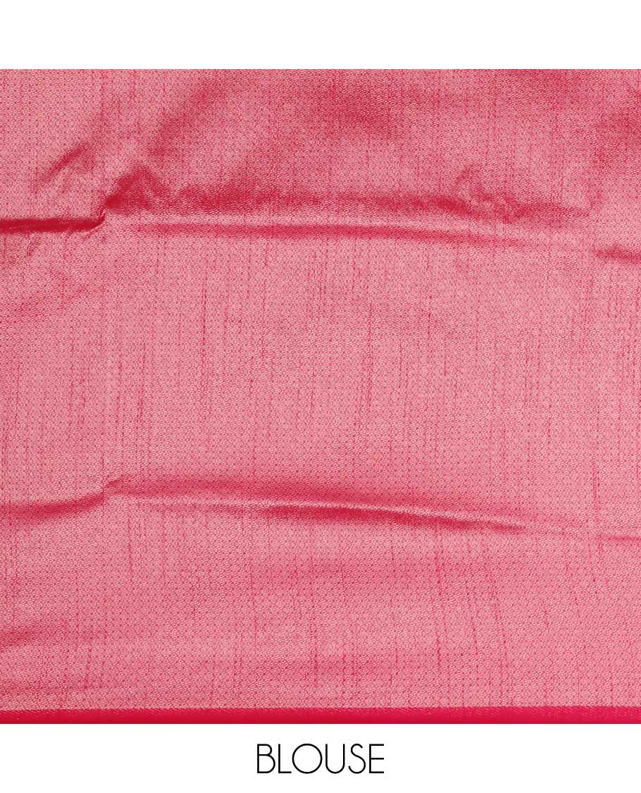 Pink zari brocade weaving design banaras soft silk saree with jacquard border & rich weaving pallu along with brocade blouse