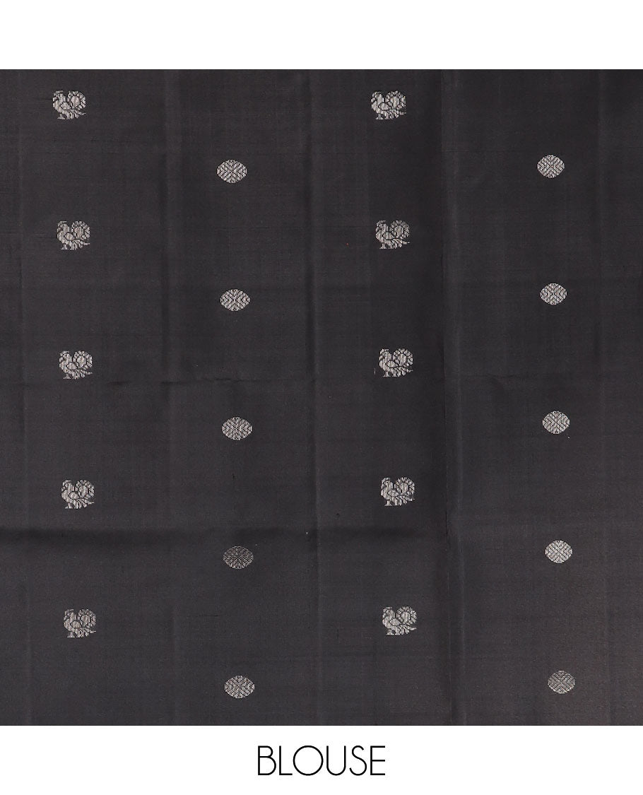 Blue Mayur soft silk saree with contrast zari design border and argyle pattern pallu